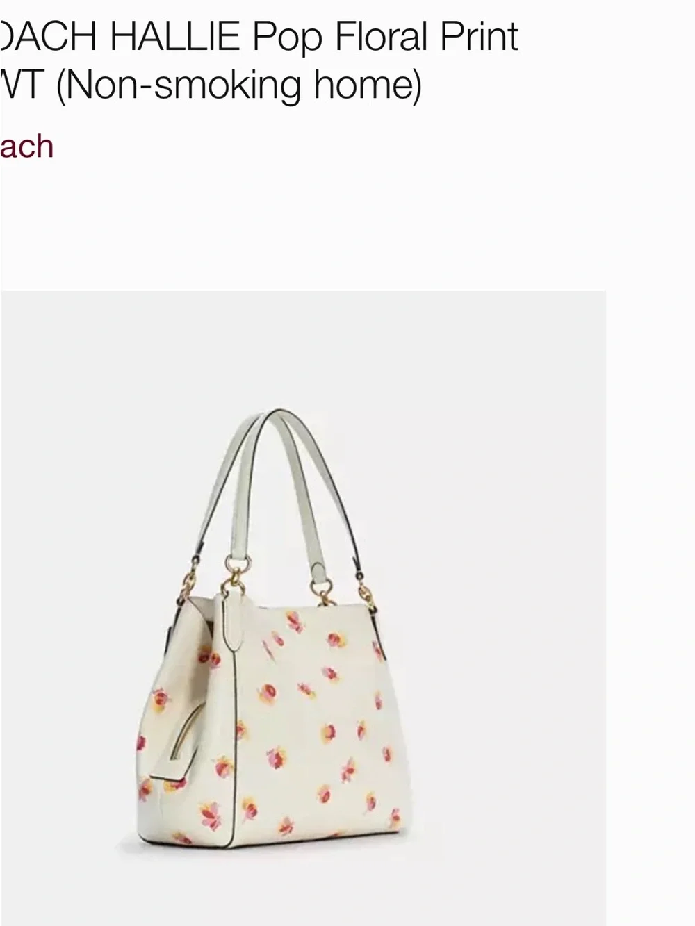 Coach Hallie Floral Print Shoulder Bag in Cream with Pink and Yellow Blooms